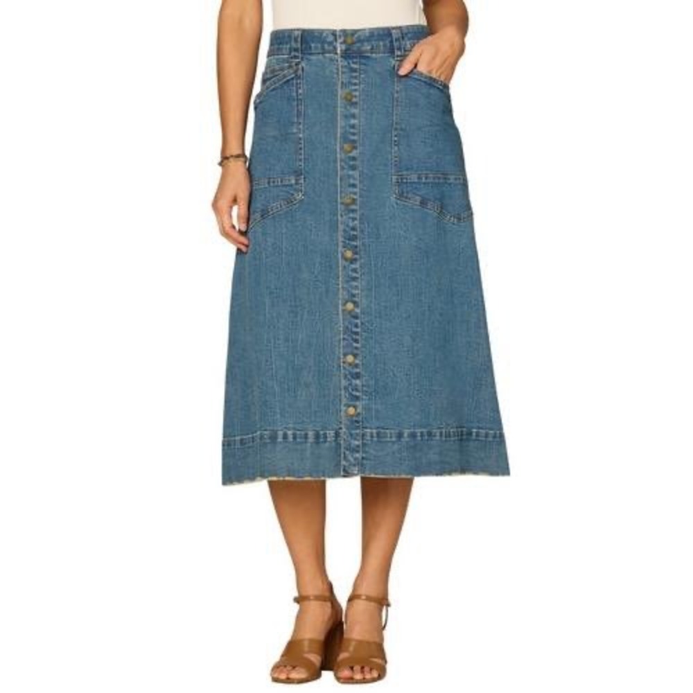 Democracy Denim Midi Skirt Womens 10P Blue Curve Flattering New With Tags